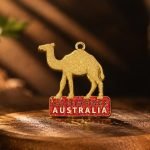 Australia Camel Travel Enamel Pin — angled detail view