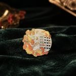 Autumn Campus Building Enamel Pin — angled detail view