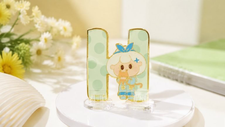 Bubble Tea Mascot Letter-H Enamel Pin — front display view