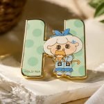 Bubble Tea Mascot Letter-H Enamel Pin — angled detail view
