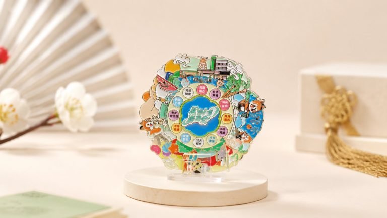 Chengdu Attractions Wheel Enamel Pin — front display view