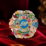 Chengdu Attractions Wheel Enamel Pin — presentation view