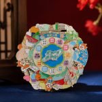 Chengdu Culture Icons Round Enamel Pin — presentation view