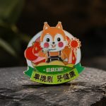 Dental Care Squirrel Mascot Enamel Pin — angled detail view