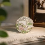 Garden Window Landscape Openwork Enamel Pin — angled detail view