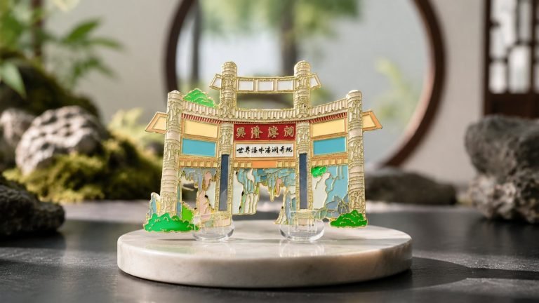 Heritage Paifang Archway Enamel Pin — front display view