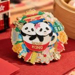 Hong Kong Panda Landmark Enamel Pin — angled detail view