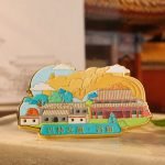 Lhasa Palace Scenic Enamel Pin — angled detail view