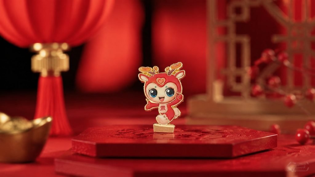 Lunar New Year Deer Mascot Enamel Pin — front display view