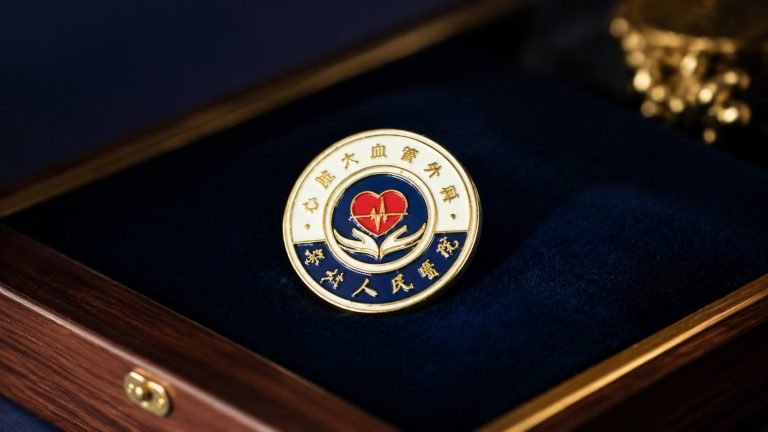 Medical Volunteer Service Emblem Enamel Pin — front display view