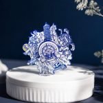 Nautical Compass and Harbor Relief Enamel Pin — front display view