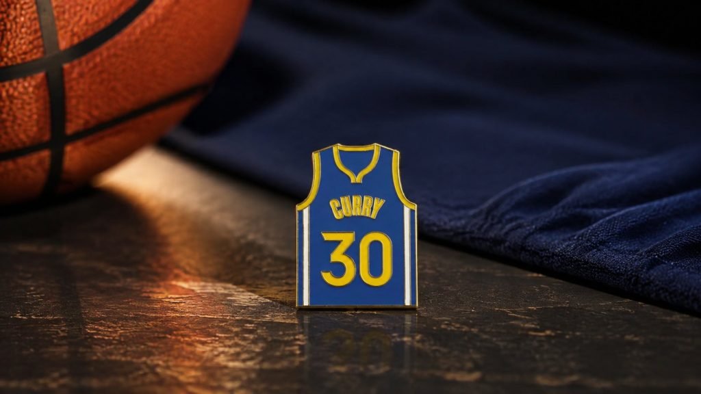 Number 30 Basketball Jersey Enamel Pin — front display view
