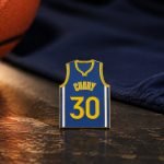 Number 30 Basketball Jersey Enamel Pin — front display view