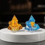 Orange Time-Travel Character Enamel Pin — presentation view
