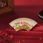 Palace Garden Folding Fan Enamel Pin — front display view
