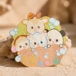 Pastel Beach Friends Character Enamel Pin — front display view