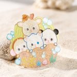 Pastel Beach Friends Character Enamel Pin — presentation view