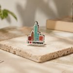Taipei 101 I Love Taiwan Enamel Pin — front display view
