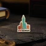 Taipei 101 I Love Taiwan Enamel Pin — presentation view