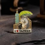 Taiwan 101 Cat Travel Enamel Pin — front display view