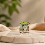 Taiwan 101 Cat Travel Enamel Pin — presentation view