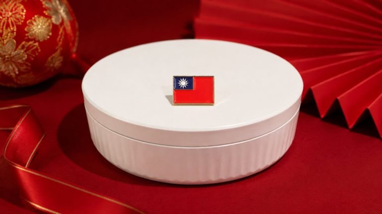 Taiwan Flag Rectangular Enamel Pin — front display view