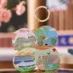 Taiwan Four-Landmark Clover Enamel Keychain — front display view