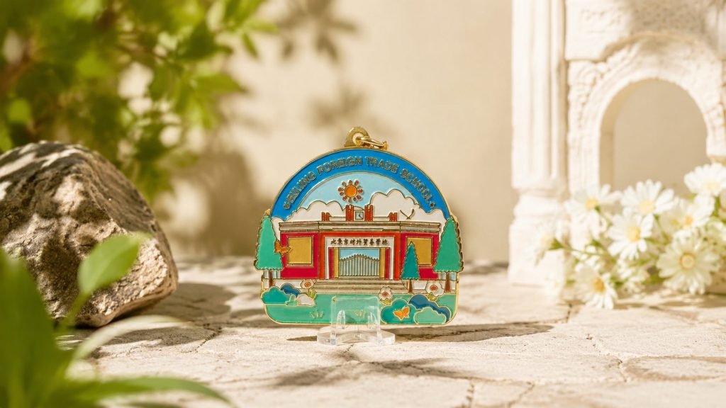 Taiwan Memorial Hall Enamel Keychain — front display view