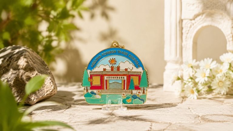 Taiwan Memorial Hall Enamel Keychain — front display view