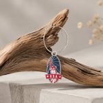 USA Space Shuttle Enamel Keychain — angled detail view