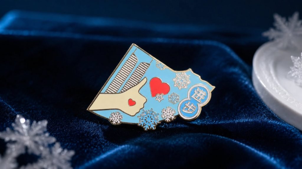 Winter Love Letter Enamel Pin — front display view