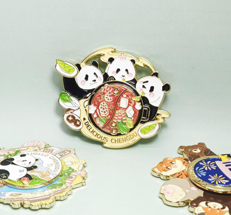 Panda Themed Enamel Pin manufactured metal product example